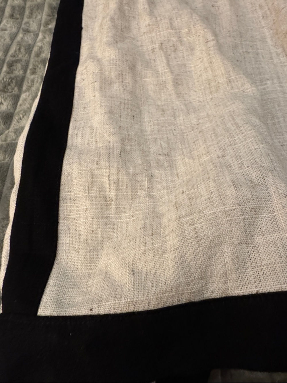 Anthropologie- Paper Heart Neutral Beige linen blend Maxi Skirt with Black Trim - Picture 11 of 11
